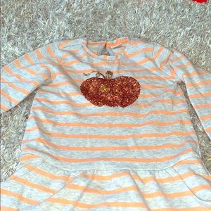 Girls Stripped Pumpkin Long Sleeve Top